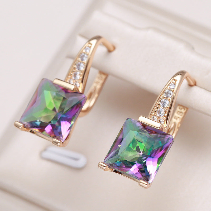 European And American Fashion Color Zircon Earrings For Women