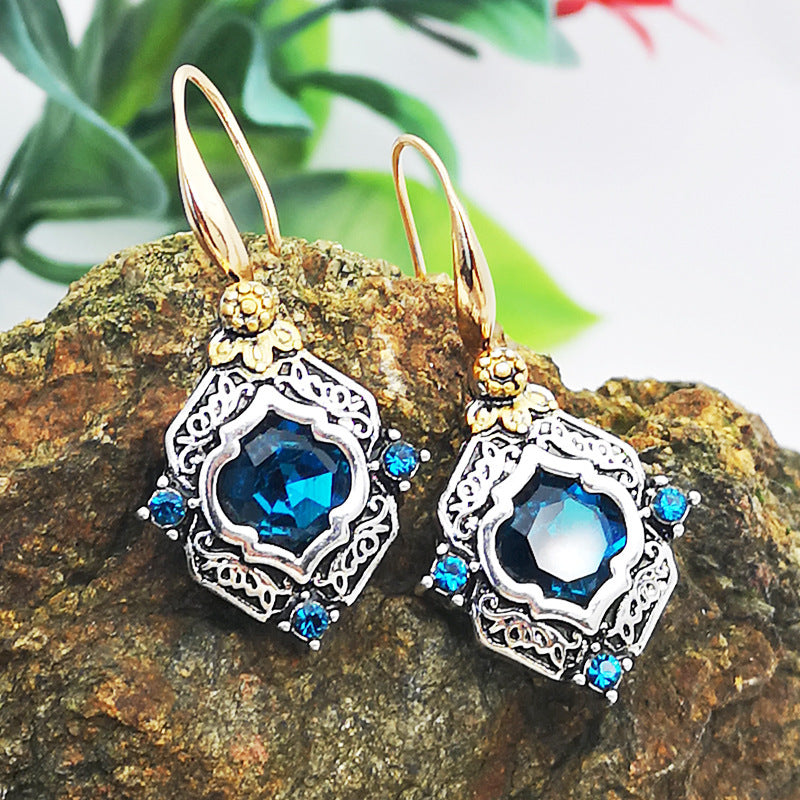 Blue Crystal Retro Trendy Earrings