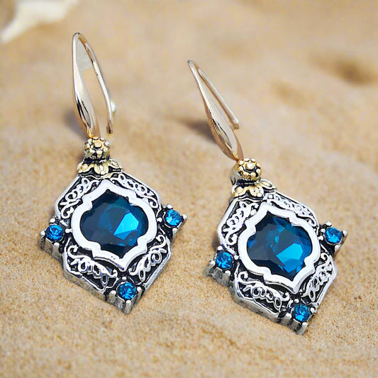 Blue Crystal Retro Trendy Earrings