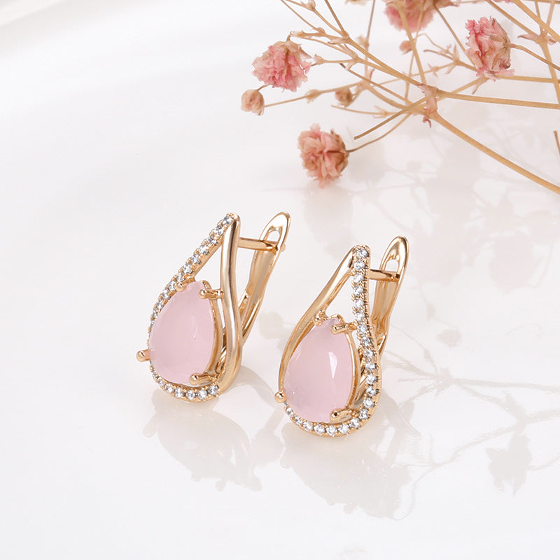 Fashionable Elegant Simple Design Natural Stone Earrings